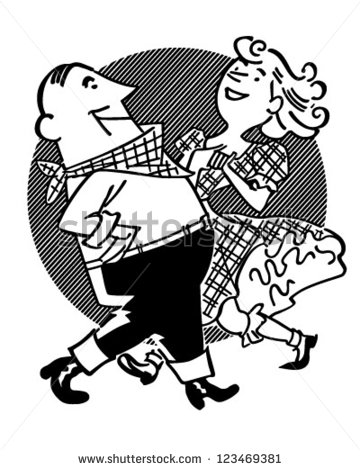 Square Dancing Couple   Retro Clipart Illustration   123469381