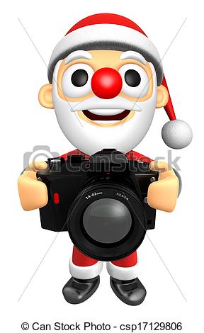 Stock Illustration   3d Santa Character To Shoot The Big Camera Toward