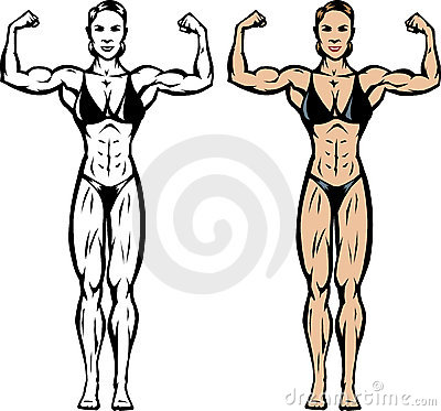 Stylized Drawing Of A Fitness Bodybuilder Competitor
