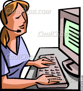 Woman With A Headset Vector Clip Art