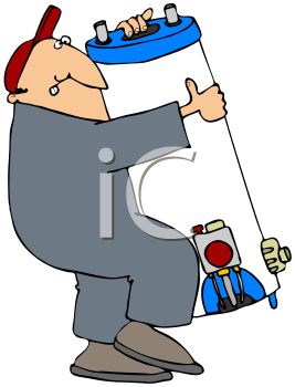 4260 Cartoon Of A Plumber Carrying A Water Heater  Clipart Image Jpg