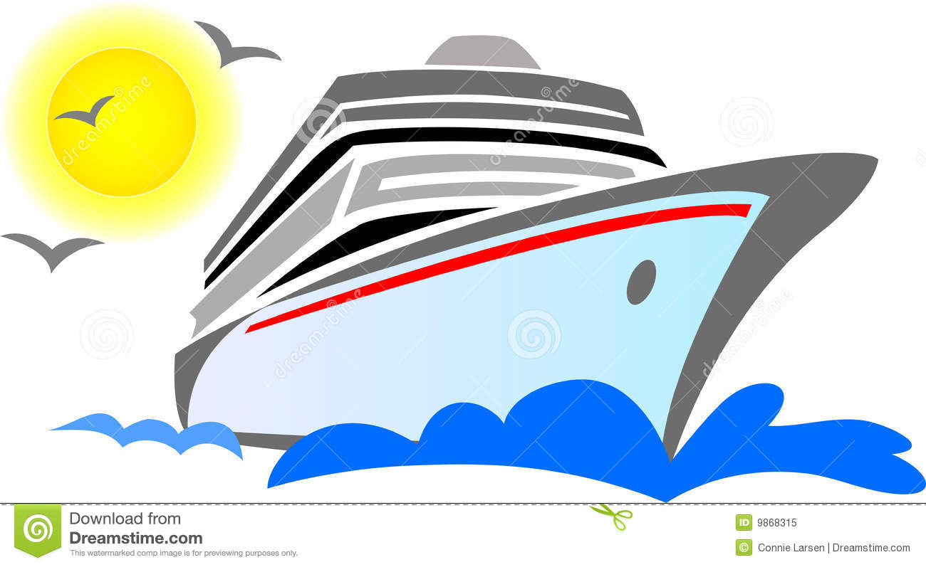 Abstract Illustration Of A Cruiser Or Yacht Gliding Over The Waves