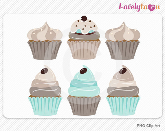 Blue Cupcake Clip Art Coffee And Mocha Cupcakes Digital Clip Art Set