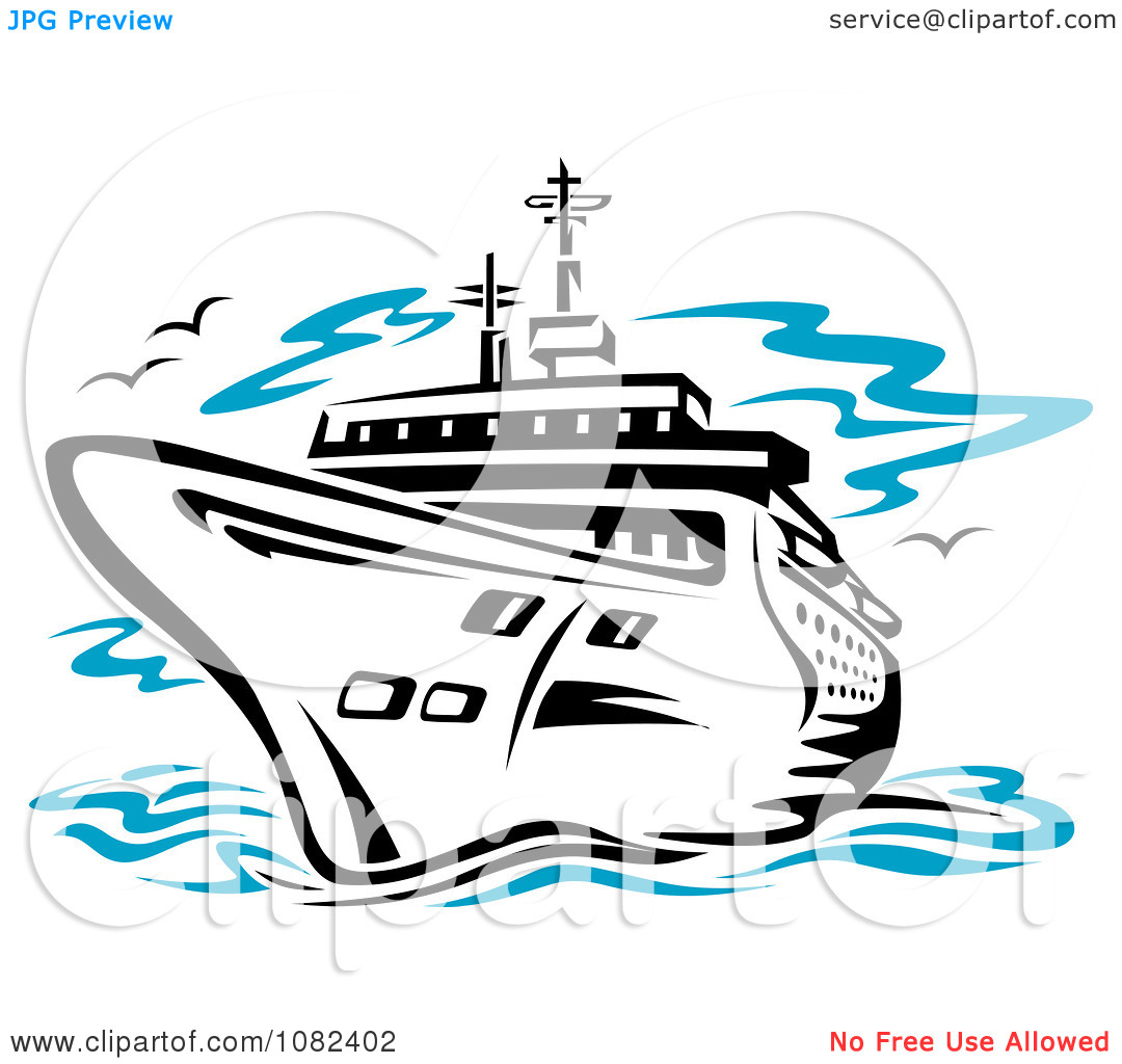 Clipart Black Cruise Ship   Royalty Free Vector Illustration By