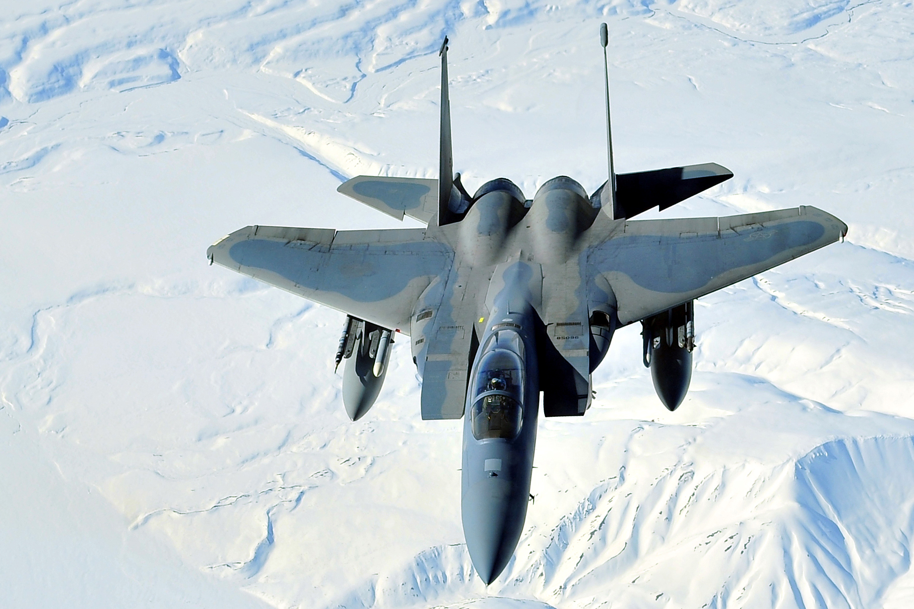 Free Public Domain Image  F 15 Fighter Jet Flying Over Snowy    