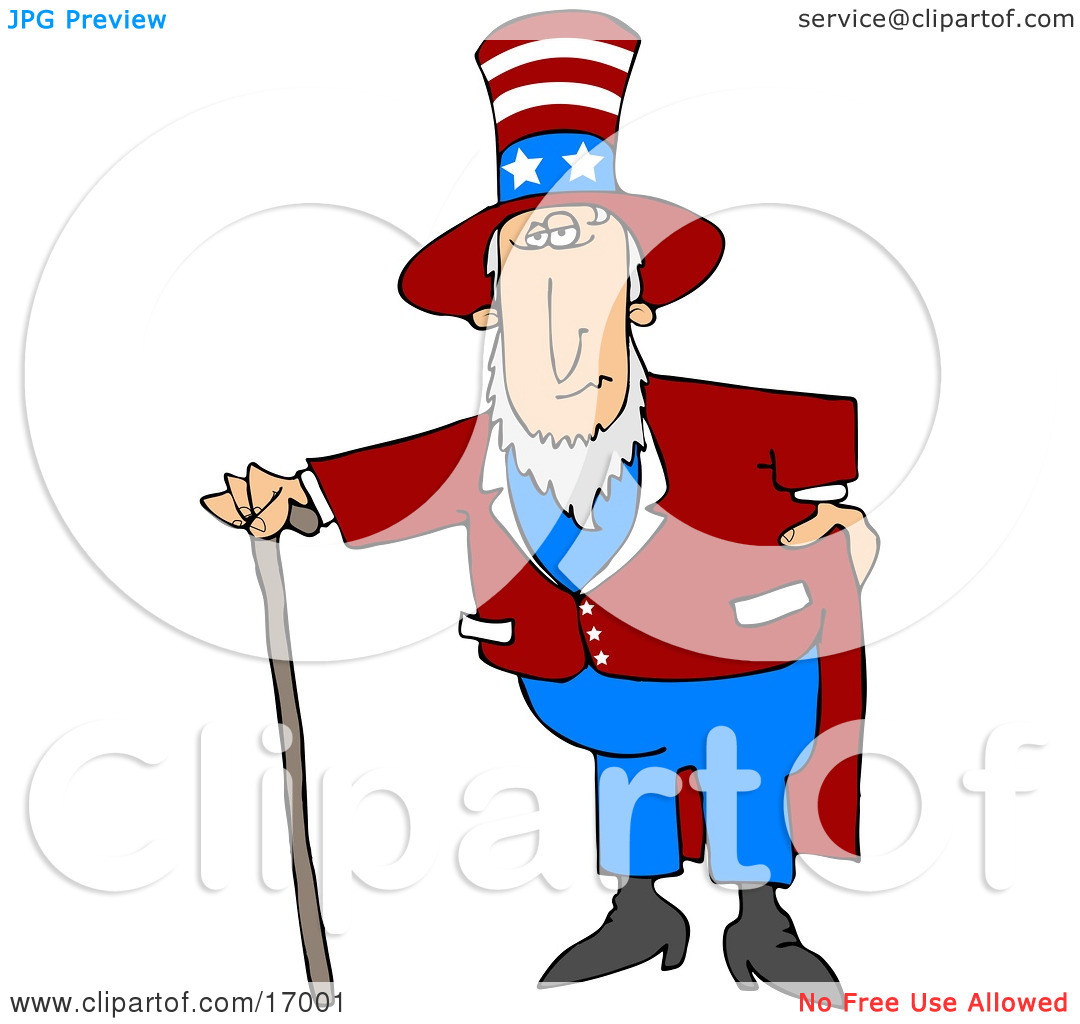  In A Red And White Striped Hat With Stars Red Jacket And Blue Pants    