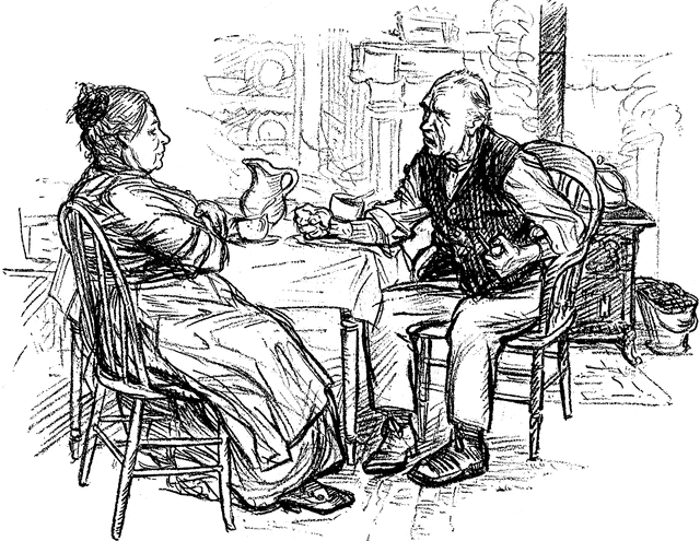 Man And Woman Talking At Table   Clipart Etc