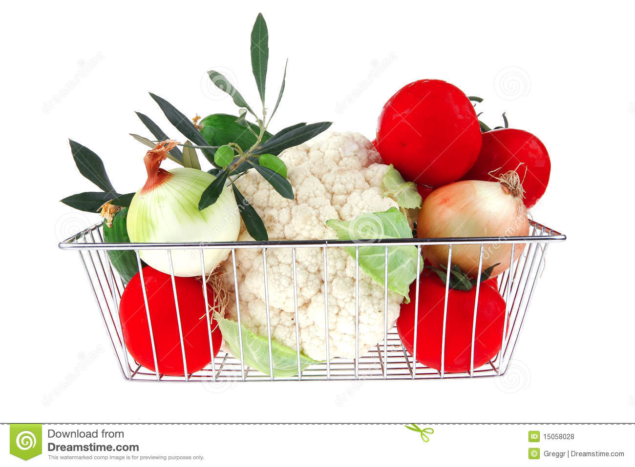 Market Basket Filled With Vegetables On White 