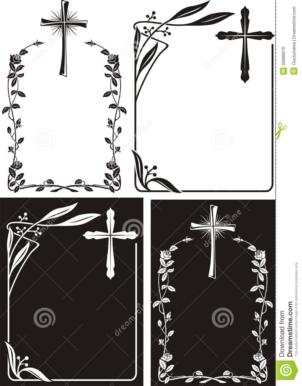Obituary   Art Deco Frames With Cross Royalty Free Stock Image   Image