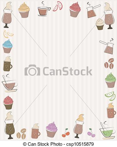 Of Frame With Coffee And Cupcakes Symbols Csp10515879   Search Clipart
