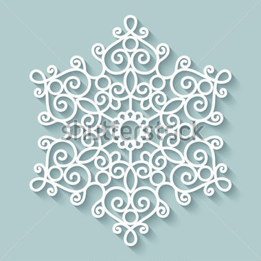 Paper Lace Doily Decorative Snowflake Round Crochet Ornament Vector    
