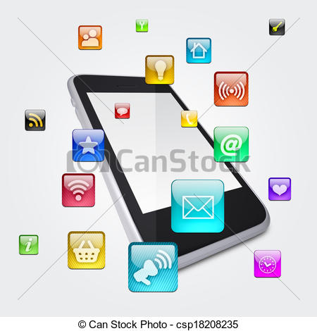 Stock Illustration   Smartphone And Application Icons   Stock