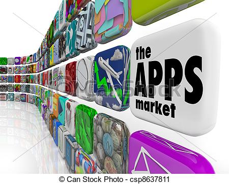 Stock Illustration   The Apps Market Wall Of App Application Software