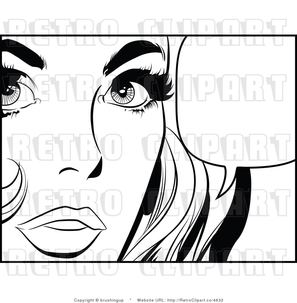     Talking Woman Retro Black And White Pop Art Woman With A Compact