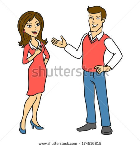 The Man Talking To A Woman  Two People Talking Business  Vector    