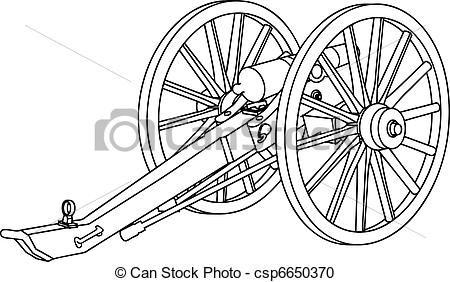 Vector Clipart Of Civil War Cannon Drawing   Line Drawing Of A Civil