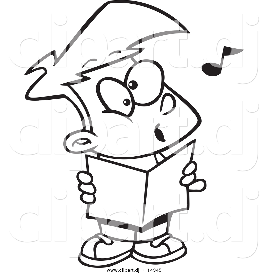 Vector Of Cartoon Choir Boy Singing   Coloring Page Outline By Ron