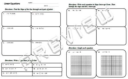 Algebra 1 Slope Worksheets This Pdf Worksheet Contains 18