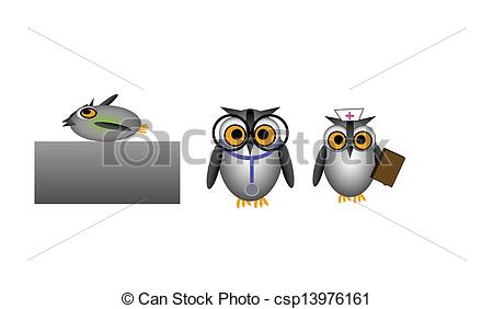 Art Vector Of Owl Visits The Doctor   Vector Illustration Of Doctor