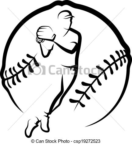 Baseball Player Getting Ready To Throw A Baseball In A Stylized Ball
