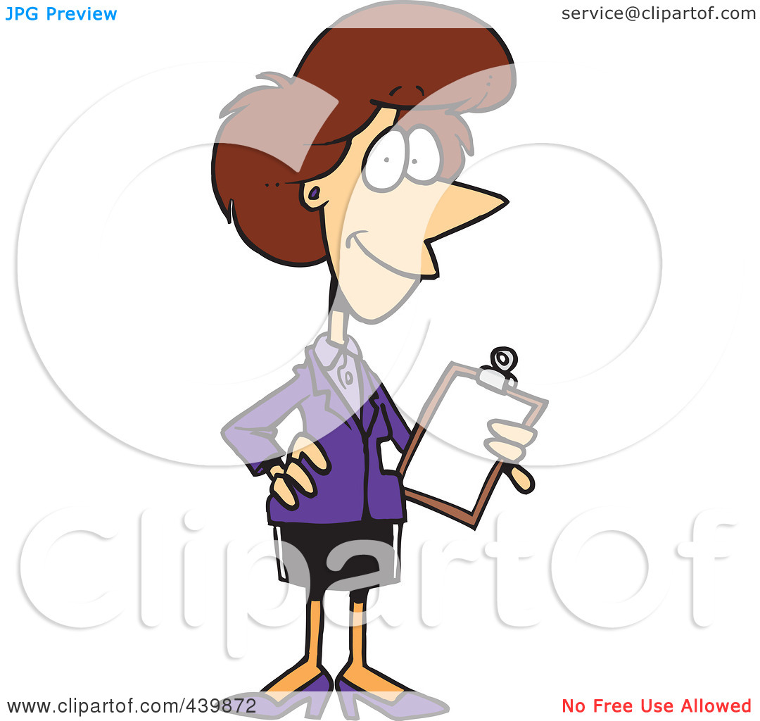     Cartoon Female Executive Holding A Clipboard By Ron Leishman  439872