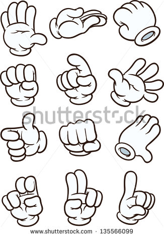 Cartoon Gloved Hands  Vector Clip Art Illustration  Each In A Separate