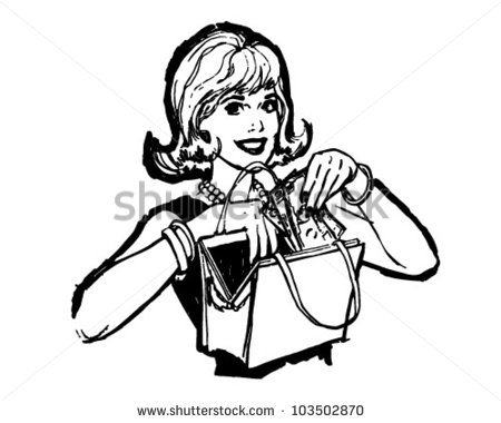 Cash Only Clipart Woman With Extra Cash   Retro