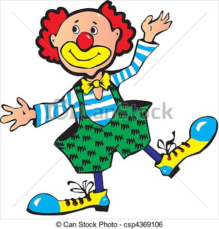Clip Art Vector Of Clown Funny Red Haired Clown Vector Art