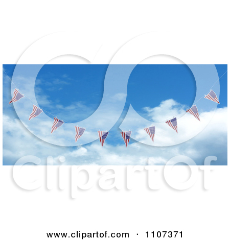 Clipart 3d American Flag Bunting Banners Against A Sky 3   Royalty    