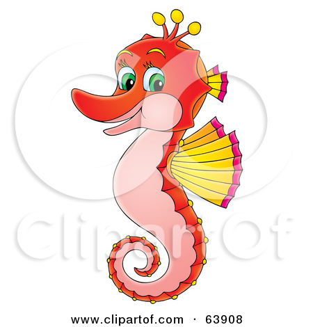Clipart Illustration Of A Friendly Red And Yellow Seahorse With