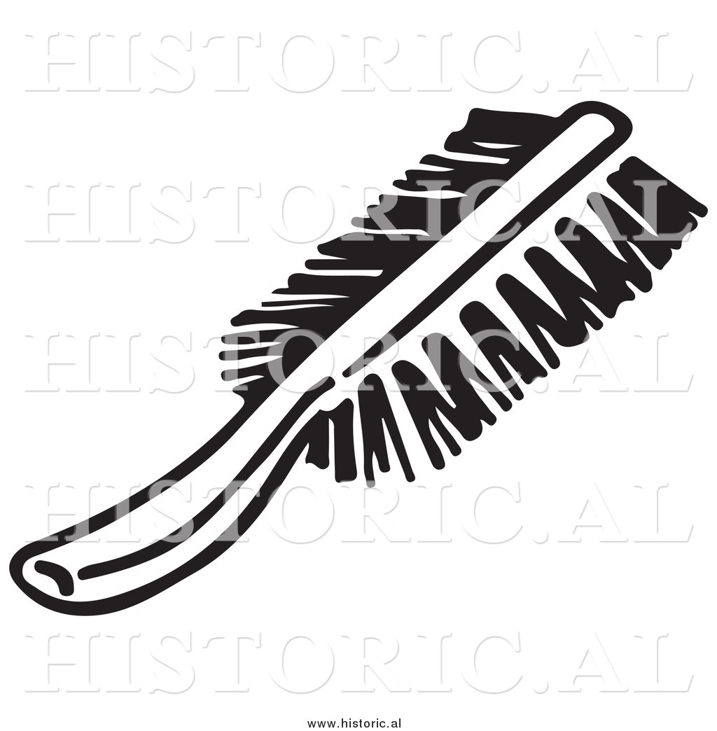Clipart Of A Hair Brush   Black And White Line Drawing By Al    9296