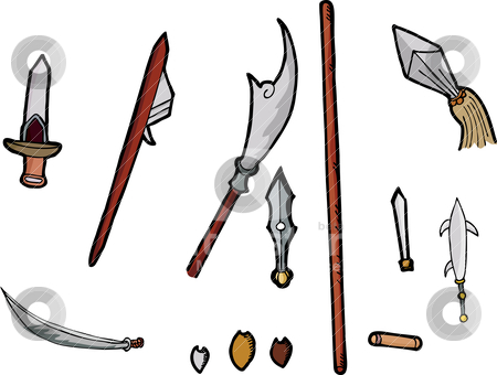 Clipart Set Of 11 Ancient Chinese Weapons With Interchangeable Parts
