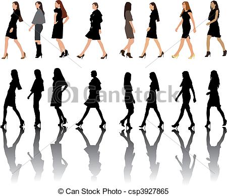 Clipart Vector Of Fashion Show Silhouettes Collection   Fashion Show