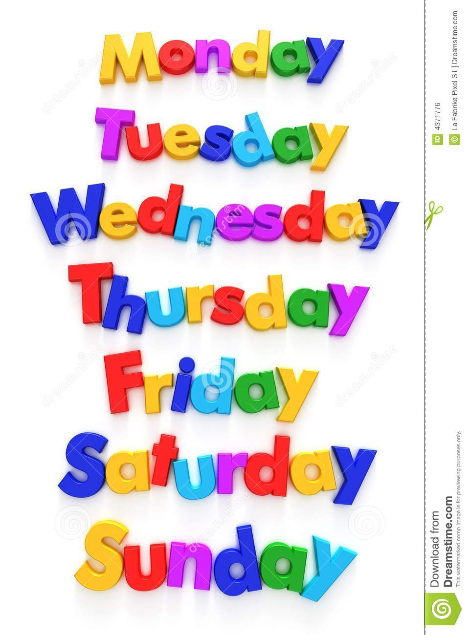 Days Of The Week Clip Art Days Of The Week In Letter