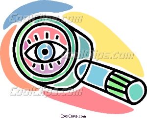Eye Ball Clipart With Magnifying Glass   Cartoon Drawings Royalty