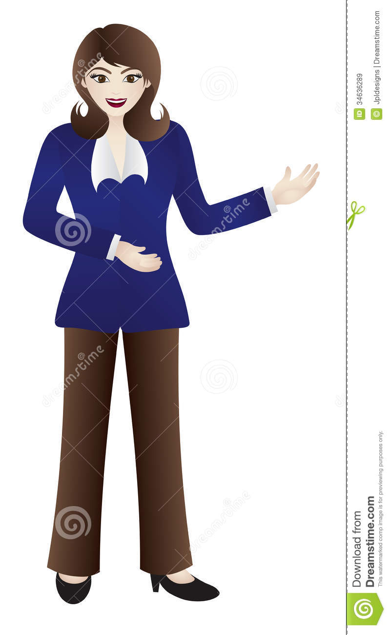 Female Business Executive Standing Doing A Presentation Pose Isolated