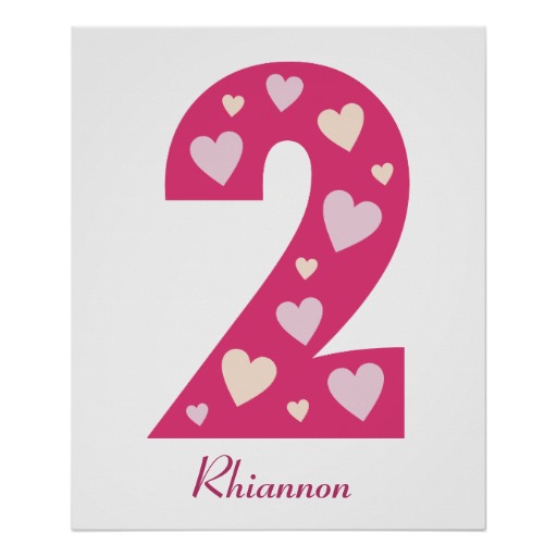 Happy Pink Hearts Number 2 Birthday Poster   Zazzle