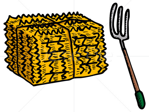 Hay Bale And Pitchfork   Royalty Free Stock Vector Art   Stockfuel