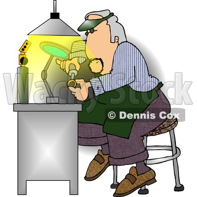Jeweller Fixing Gold Wedding Ring Clipart Picture   Dennis Cox  6089