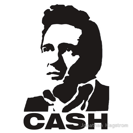 Johnny Cash   Stencil Look  A T Shirt Of Black White Single Music