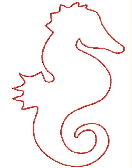Outline Red Sea Horse Embroidery Designs Freebie
