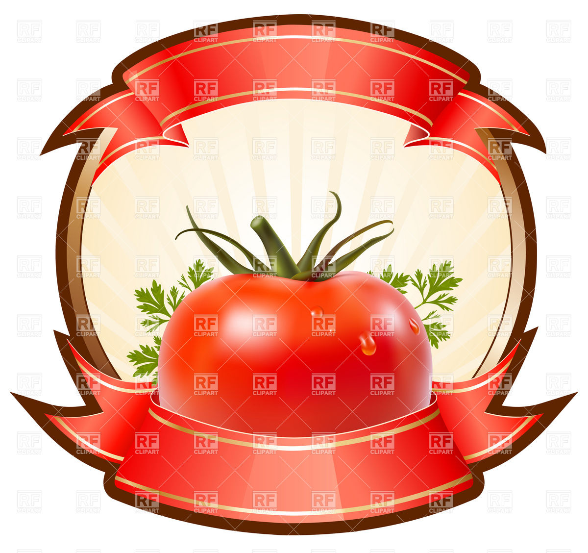 Sauce  With Tomato And Ribbon Download Royalty Free Vector Clipart