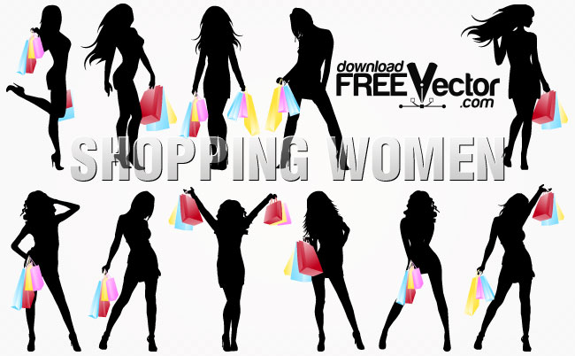 Shopping Women   New Vector Collection Silhouettes Of Shopping Girls