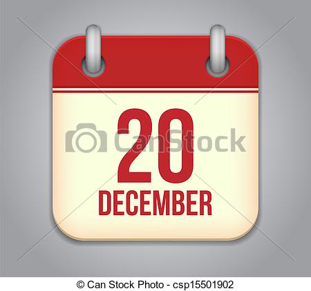 Vector   Vector Calendar App Icon  20 December   Stock Illustration