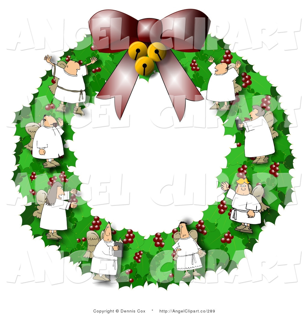 Wreath With Choir Angels And A Red Bow Angels On A Christmas Wreath