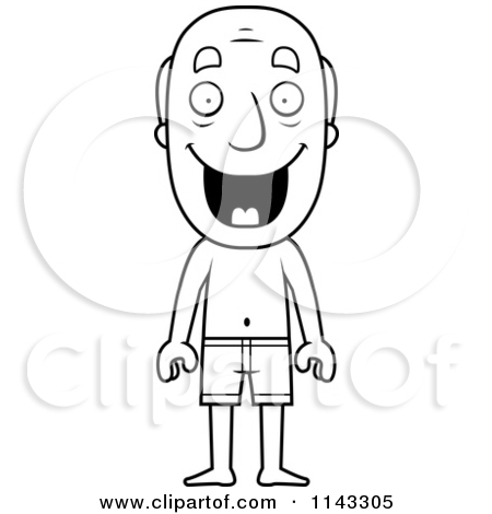 1143305 Cartoon Clipart Of A Black And White Summer Grandpa Wearing