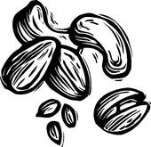 An Illustration Of Mixed Nuts In Black And White