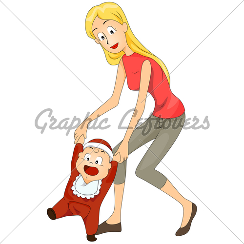 Baby Learning To Walk With Clipping Path
