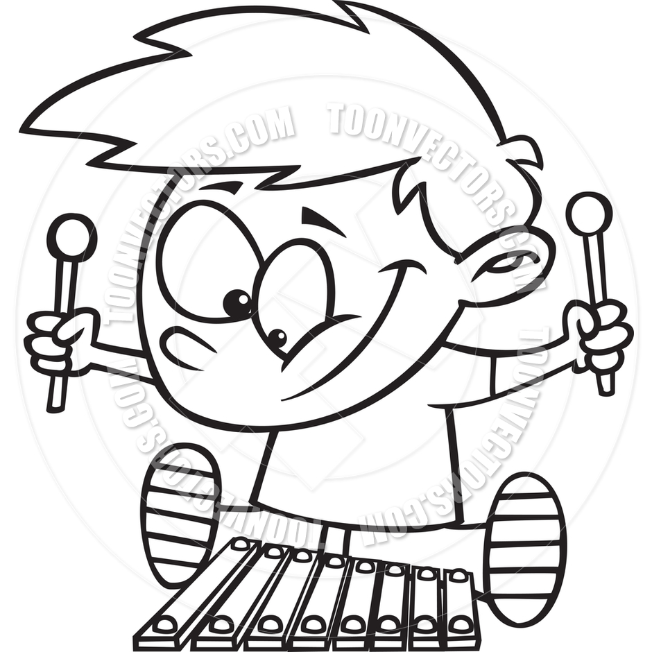 Black And White Boy Playing In Dirt Clip Art Image Black And White