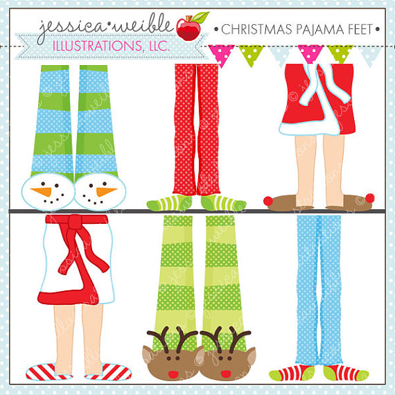 Christmas Pajama Feet Cute Digital Clipart For Commercial Or Personal